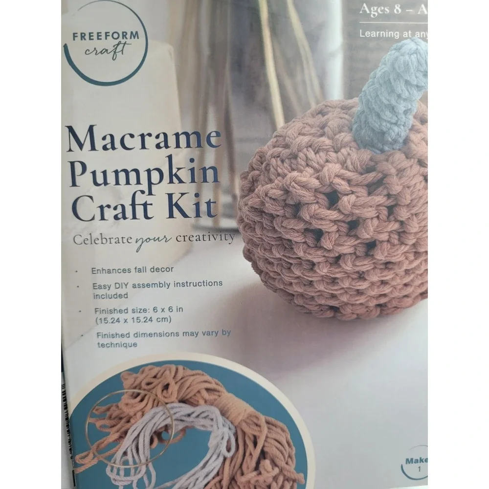 Freeform Macrame Pumpkin Craft Kit Fall Decor Beginner Friendly,‎ set of 2 Aldis